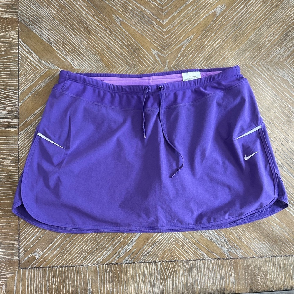 Nike Golf Skort Dri-Fit Purple Women Large Athletic Tennis Skirt Drawstring